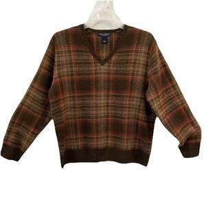 DANIEL CREMIEUX LITE WEIGHT WOOL ARGYLE V-NECK SWEATER -green/brown Grandpa